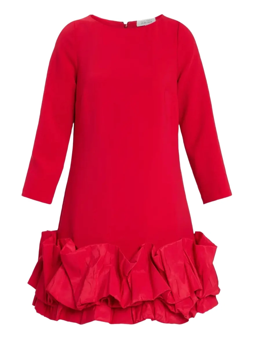 Ruffle-Hem Crepe Mini Dress Ruffle-Hem Crepe Mini Dress
