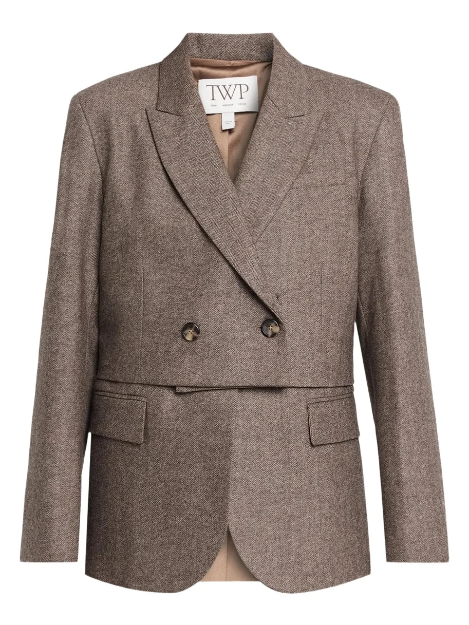 TWP Two-Faced Herringbone Wool-Cashmere Blazer