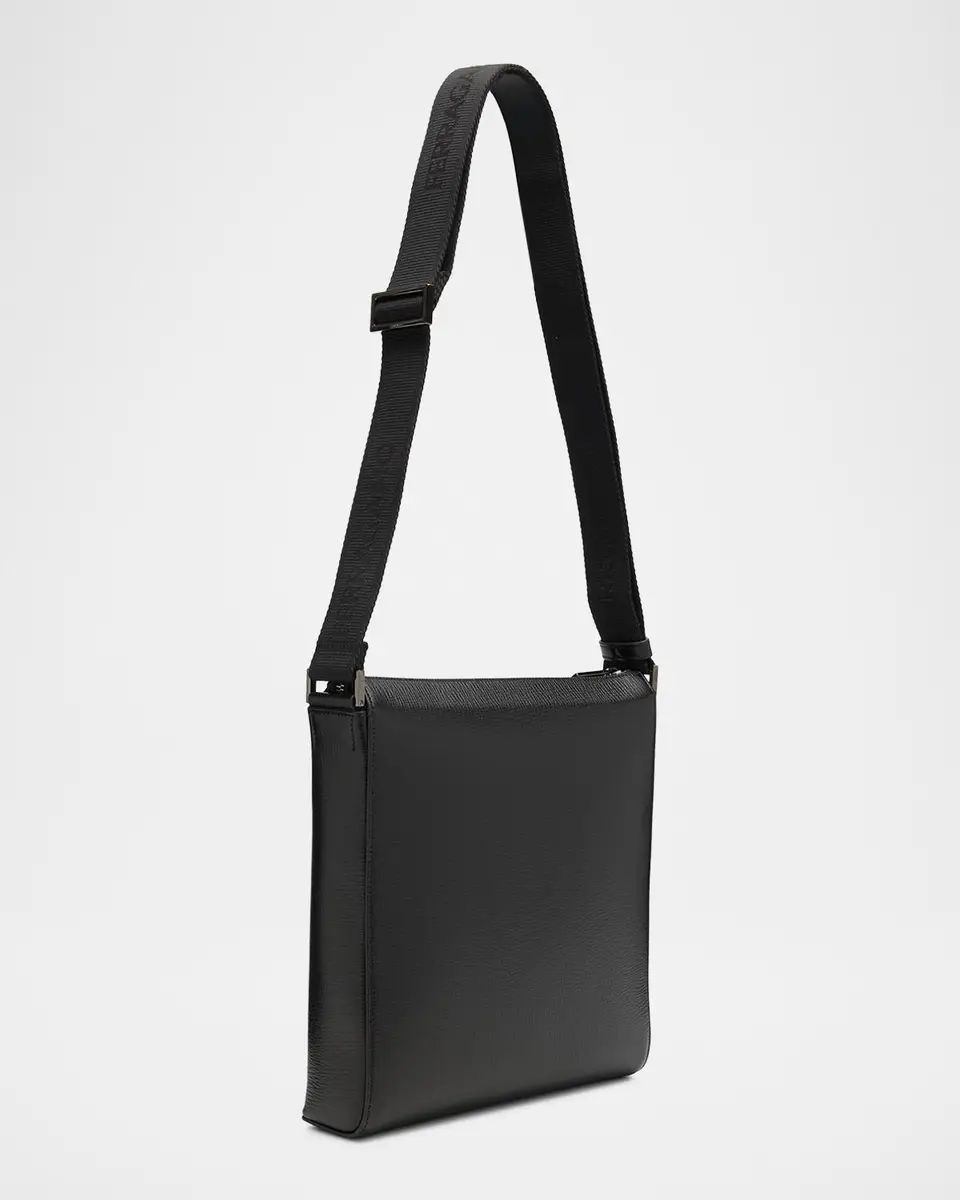 Ferragamo Men's Gancini Hammered Calfskin Crossbody Bag | Thumbnail 3 Ferragamo Men's Gancini Hammered Calfskin Crossbody Bag | Thumbnail 3