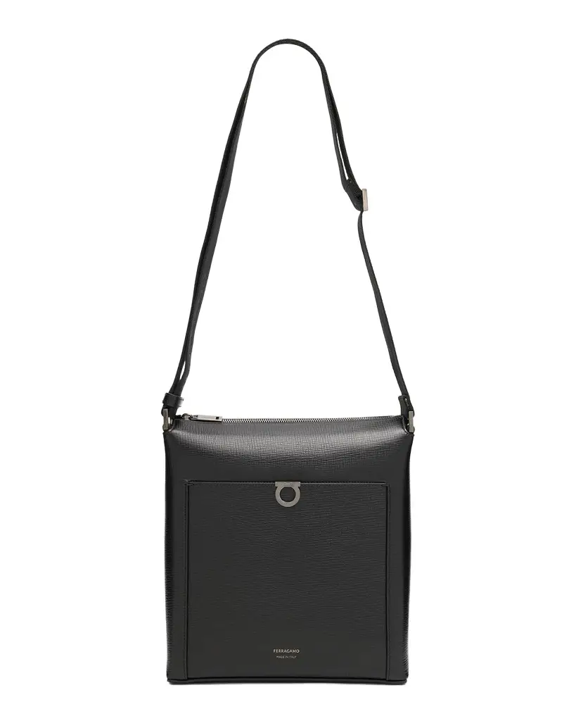 Men's Gancini Hammered Calfskin Crossbody Bag Men's Gancini Hammered Calfskin Crossbody Bag