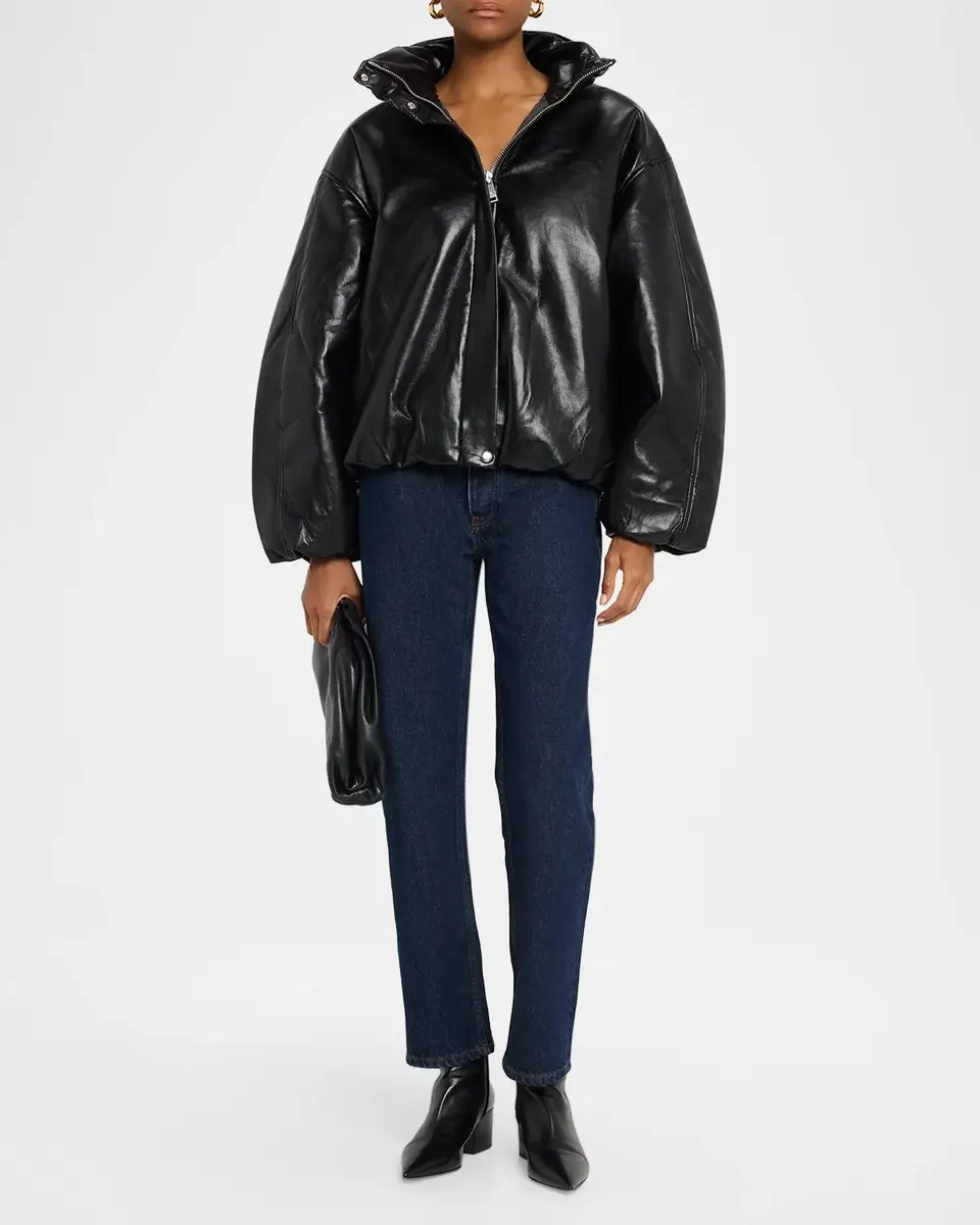 Anine Bing Cyrus Leather Bomber Jacket | Thumbnail 2 Anine Bing Cyrus Leather Bomber Jacket | Thumbnail 2