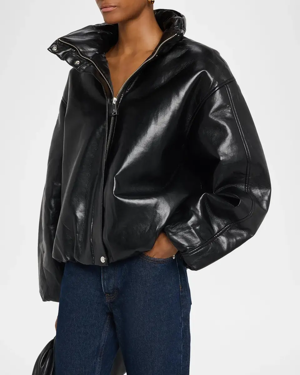 Anine Bing Cyrus Leather Bomber Jacket | Thumbnail 4 Anine Bing Cyrus Leather Bomber Jacket | Thumbnail 4