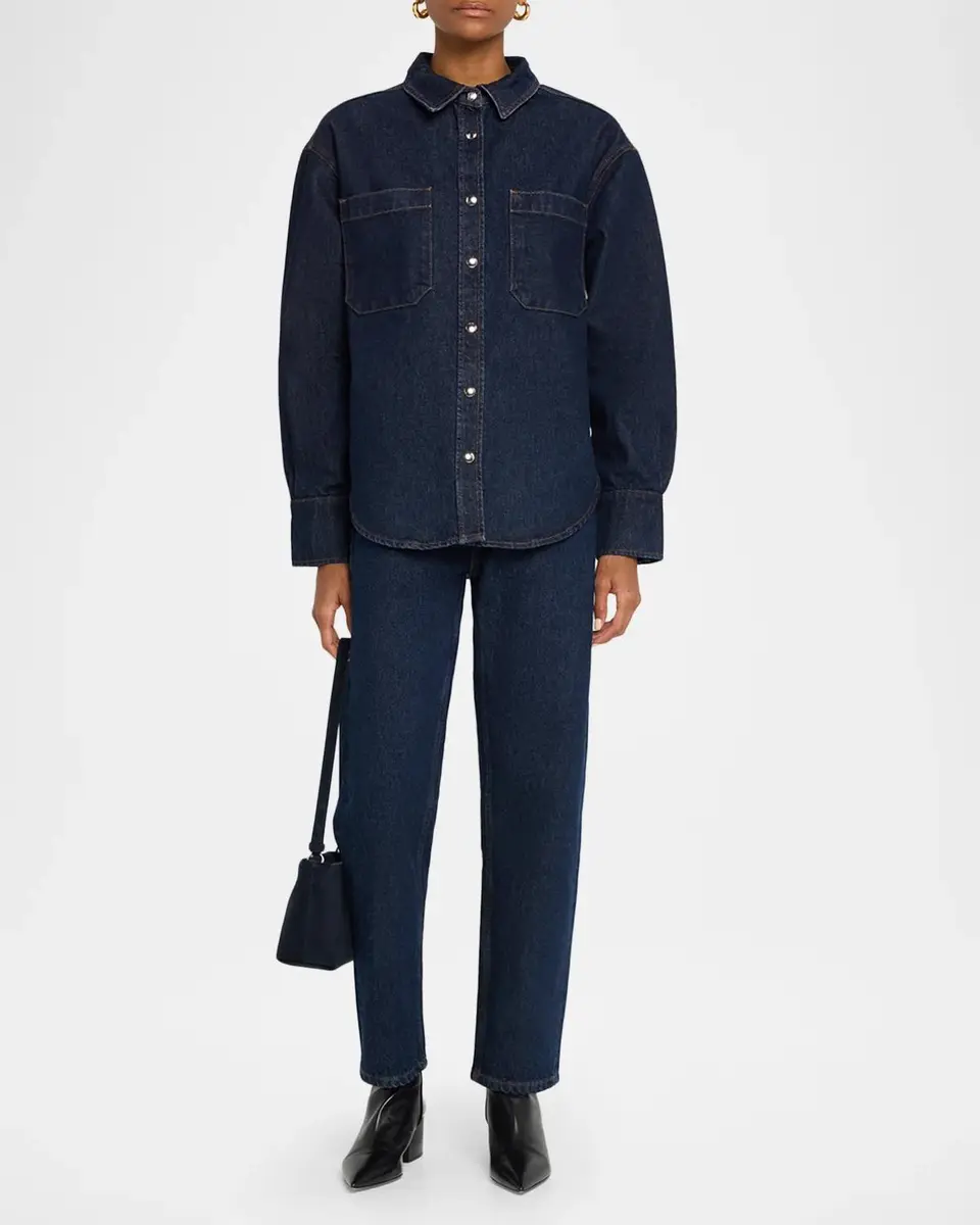 Anine Bing Samy Denim Button-Front Shirt | Thumbnail 2 Anine Bing Samy Denim Button-Front Shirt | Thumbnail 2