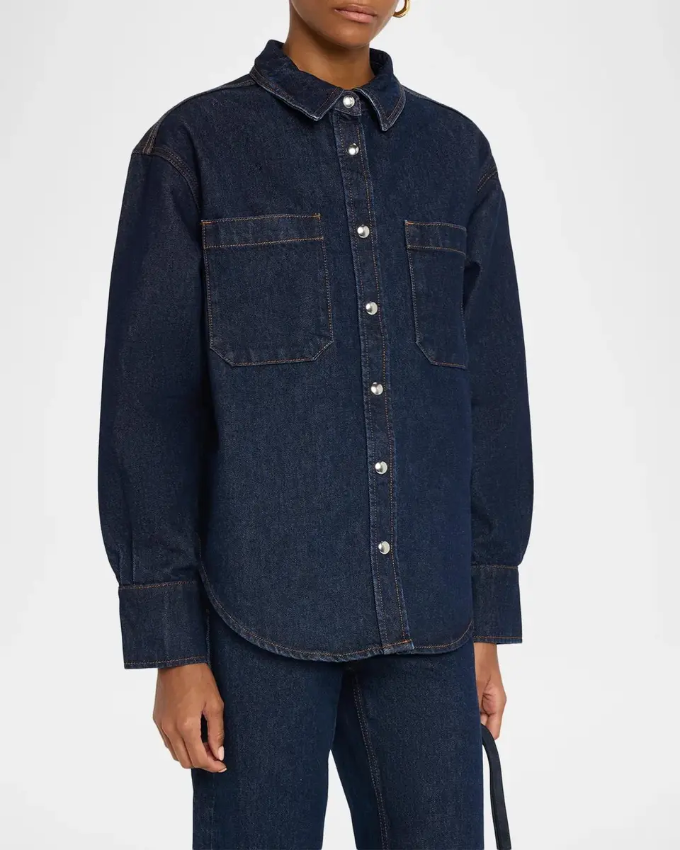 Anine Bing Samy Denim Button-Front Shirt | Thumbnail 4 Anine Bing Samy Denim Button-Front Shirt | Thumbnail 4