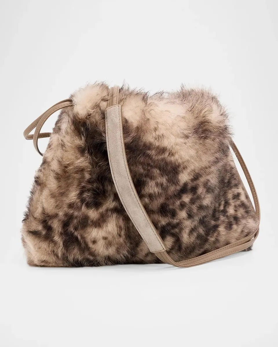 Brunello Cucinelli Lynx-Print Shearling Shoulder Bag | Thumbnail 3