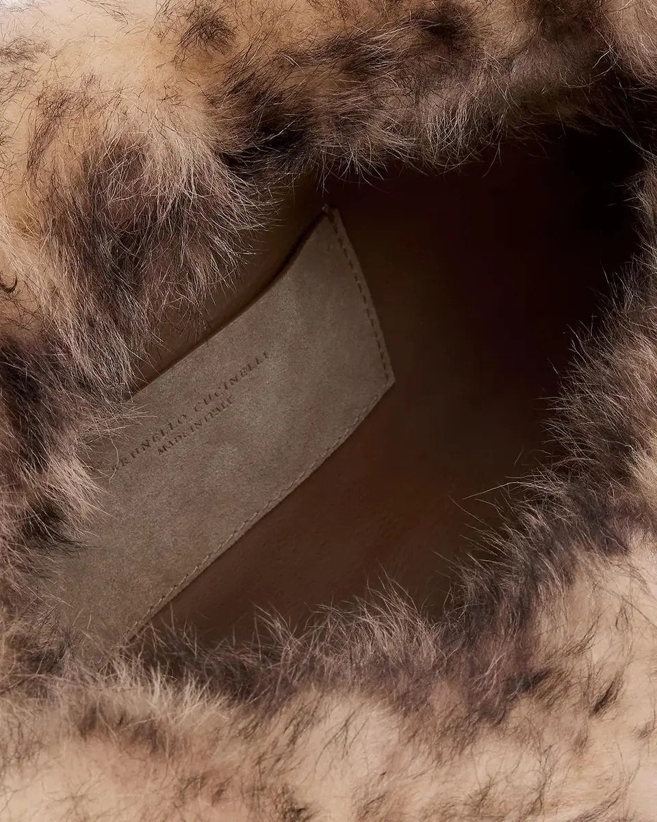 Brunello Cucinelli Lynx-Print Shearling Shoulder Bag | Thumbnail 4