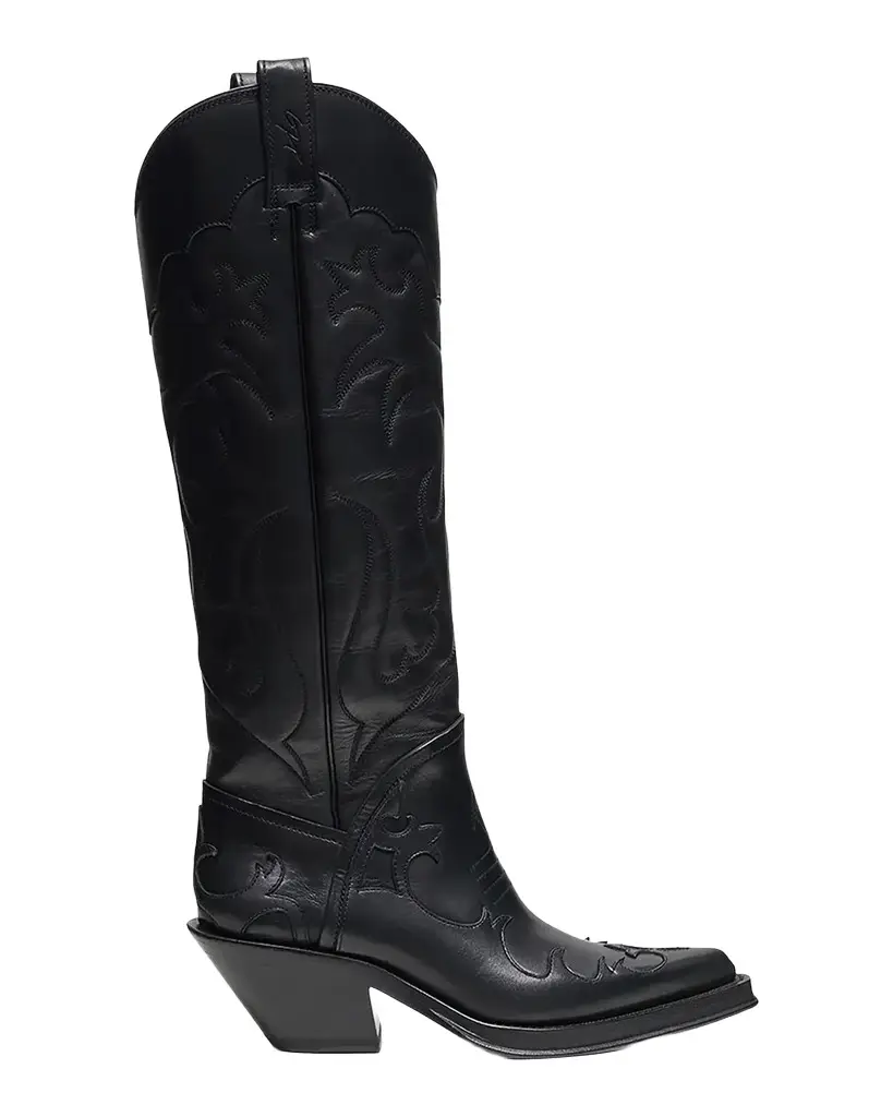 Gabriela Hearst Capitana Embroidered Leather Knee-High Cowboy Boots