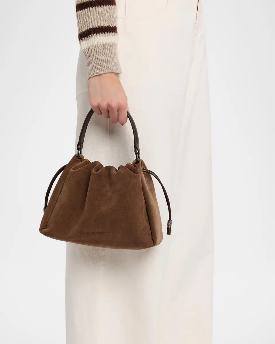 Brunello Cucinelli Drawstring Suede Top-Handle Bag | Thumbnail 2 Brunello Cucinelli Drawstring Suede Top-Handle Bag | Thumbnail 2
