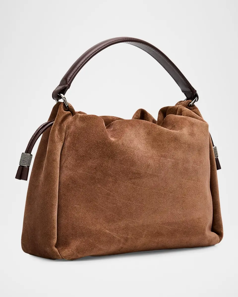Brunello Cucinelli Drawstring Suede Top-Handle Bag | Thumbnail 3 Brunello Cucinelli Drawstring Suede Top-Handle Bag | Thumbnail 3