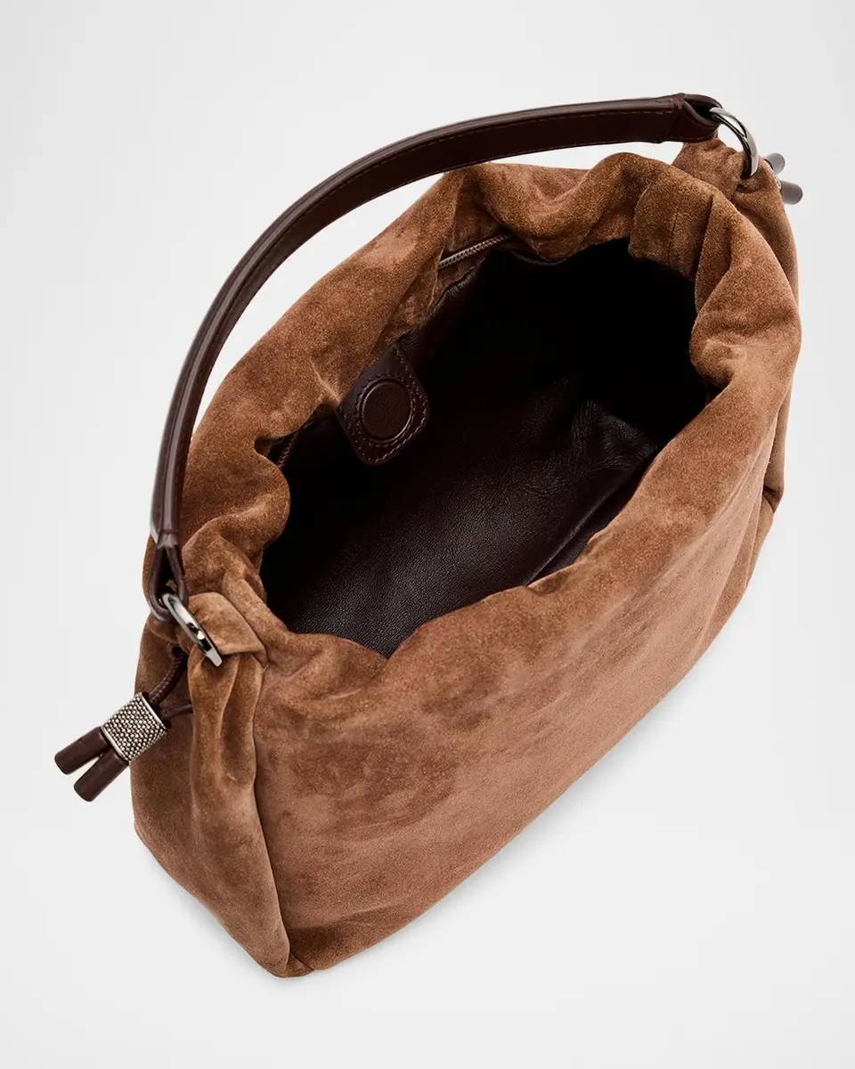 Brunello Cucinelli Drawstring Suede Top-Handle Bag | Thumbnail 4 Brunello Cucinelli Drawstring Suede Top-Handle Bag | Thumbnail 4