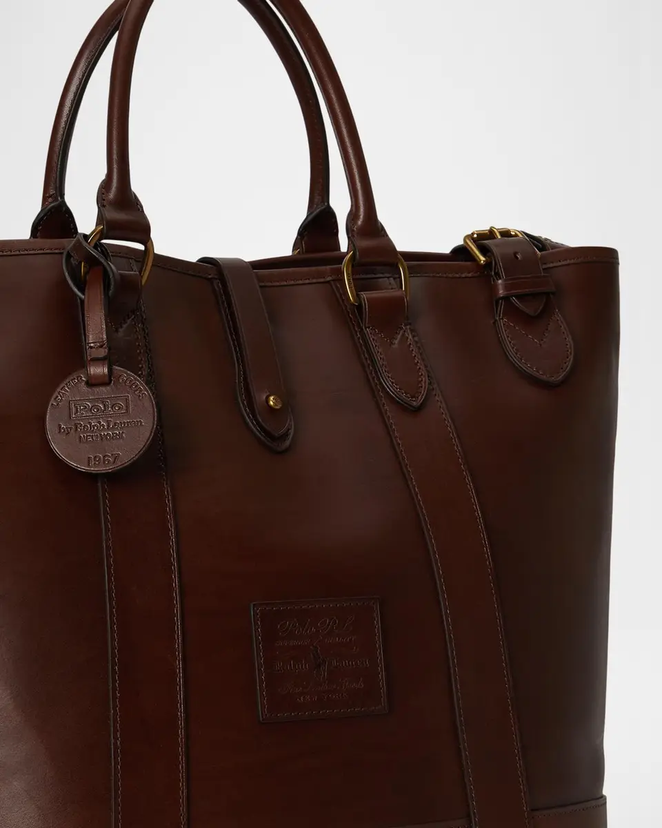 Polo Ralph Lauren Men's Medium Leather Tote Bag | Thumbnail 4 Polo Ralph Lauren Men's Medium Leather Tote Bag | Thumbnail 4