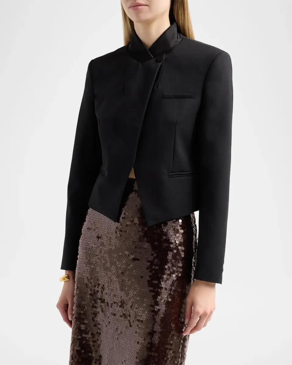 TANYA TAYLOR Julie Asymmetric Cropped Blazer | Thumbnail 4