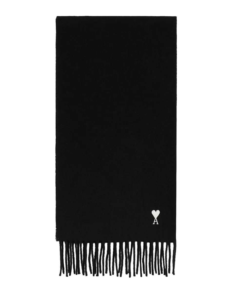 AMI PARIS Men's Ami De Coeur Embroidered Wool Scarf | Thumbnail 3 AMI PARIS Men's Ami De Coeur Embroidered Wool Scarf | Thumbnail 3