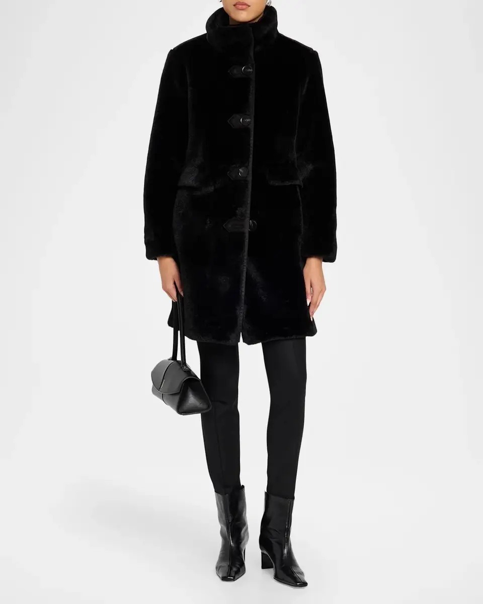 Mercer Collective Faux Fur Stand Collar Long Coat | Thumbnail 2 Mercer Collective Faux Fur Stand Collar Long Coat | Thumbnail 2