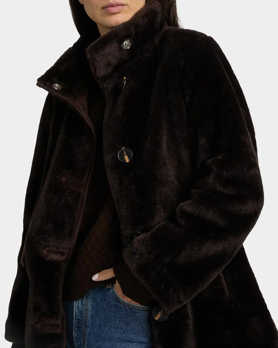 Mercer Collective Faux Fur Stand Collar Long Coat | Thumbnail 4 Mercer Collective Faux Fur Stand Collar Long Coat | Thumbnail 4