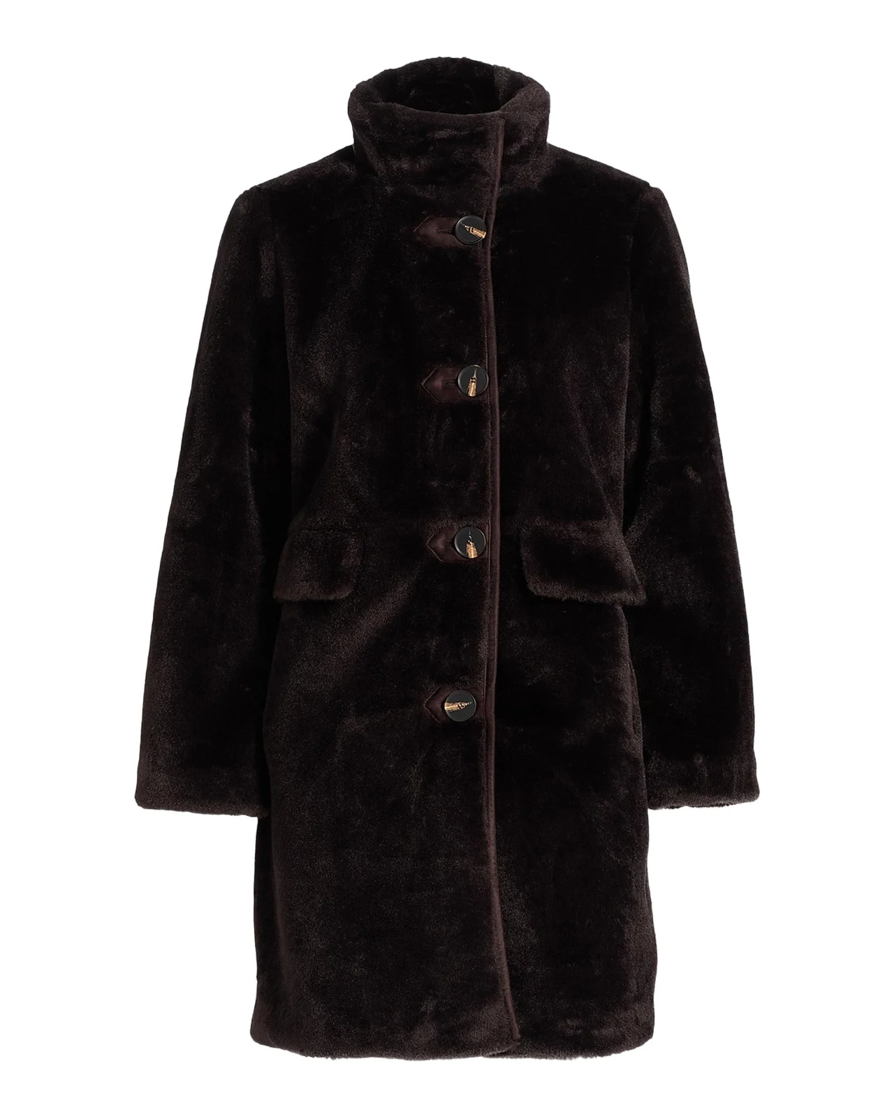 Faux Fur Stand Collar Long Coat Faux Fur Stand Collar Long Coat