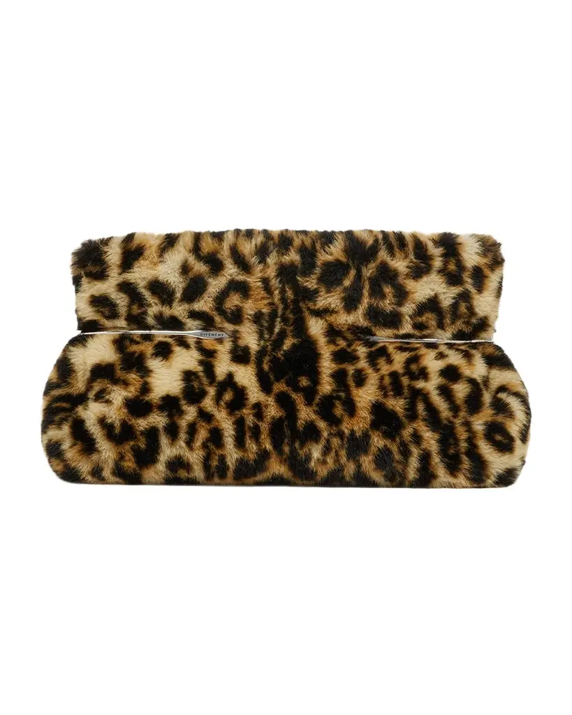 Givenchy Pinch Leopard-Print Faux Fur Clutch Bag
