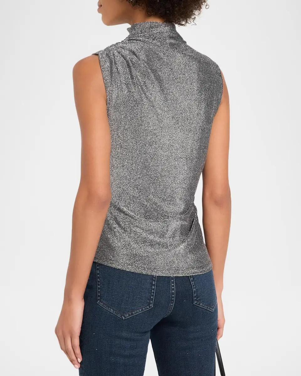 Veronica Beard Mylie Metallic Mock-Neck Tank Top | Thumbnail 3 Veronica Beard Mylie Metallic Mock-Neck Tank Top | Thumbnail 3