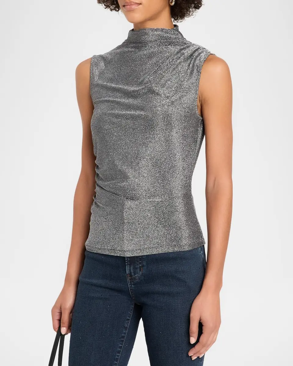 Veronica Beard Mylie Metallic Mock-Neck Tank Top | Thumbnail 4 Veronica Beard Mylie Metallic Mock-Neck Tank Top | Thumbnail 4
