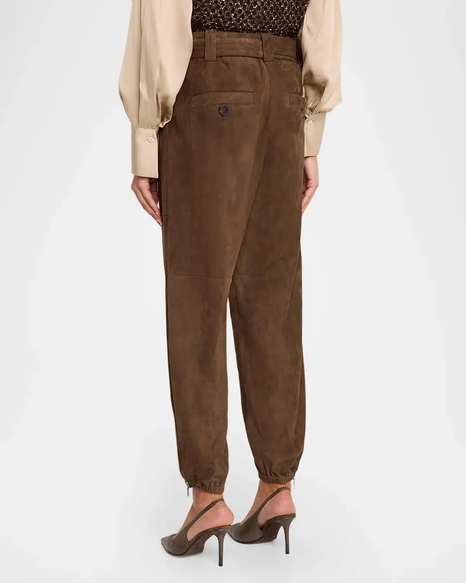Brunello Cucinelli Belted Suede Baggy-Leg Ankle Cargo Pants | Thumbnail 3 Brunello Cucinelli Belted Suede Baggy-Leg Ankle Cargo Pants | Thumbnail 3