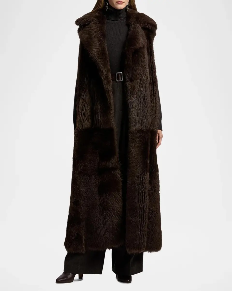Ralph Lauren Collection Lamb Shearling Long Vest | Thumbnail 4