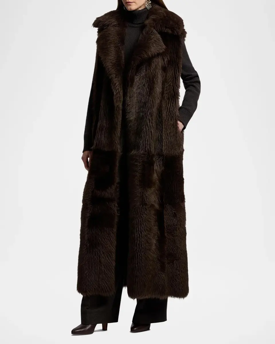 Ralph Lauren Collection Lamb Shearling Long Vest | Thumbnail 5
