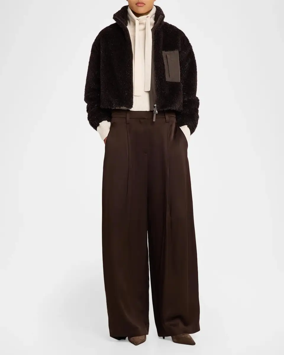 Brunello Cucinelli Sparkling Teddy Crop Jacket | Thumbnail 2 Brunello Cucinelli Sparkling Teddy Crop Jacket | Thumbnail 2