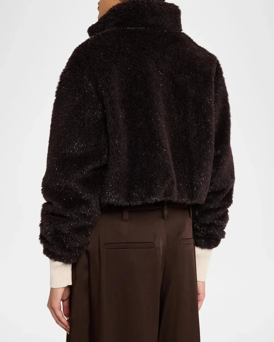 Brunello Cucinelli Sparkling Teddy Crop Jacket | Thumbnail 3 Brunello Cucinelli Sparkling Teddy Crop Jacket | Thumbnail 3
