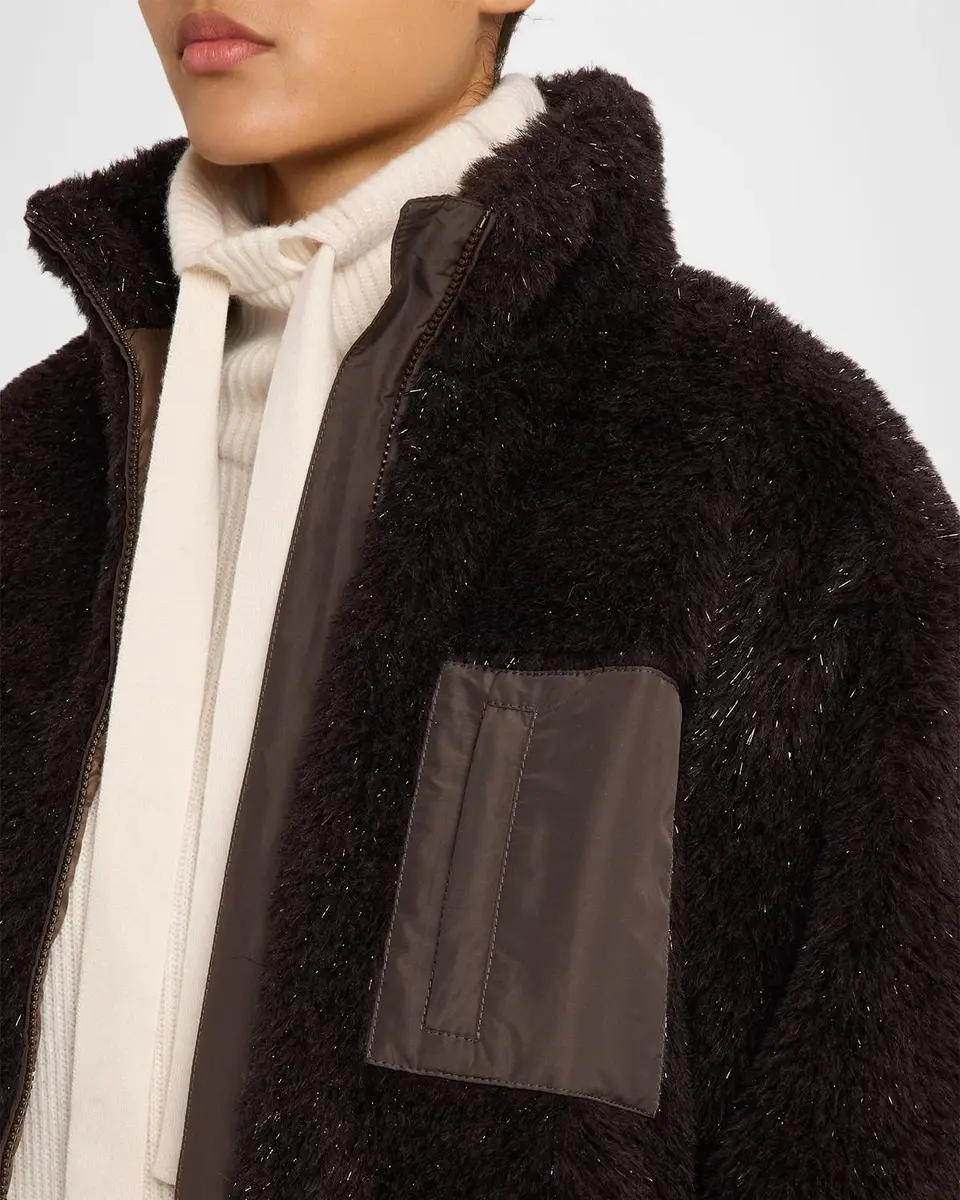 Brunello Cucinelli Sparkling Teddy Crop Jacket | Thumbnail 5 Brunello Cucinelli Sparkling Teddy Crop Jacket | Thumbnail 5