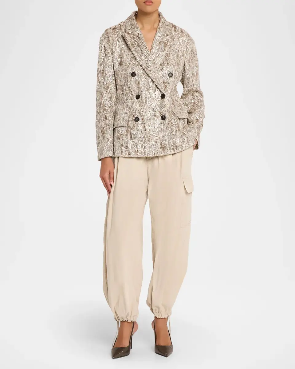 Brunello Cucinelli Stardust Braiding Embroidery Double-Breasted Blazer | Thumbnail 2 Brunello Cucinelli Stardust Braiding Embroidery Double-Breasted Blazer | Thumbnail 2