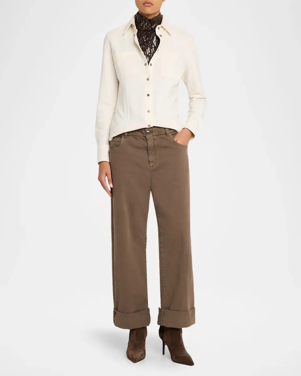 Brunello Cucinelli Cashmere-Cotton Fleece Button-Up Shirt | Thumbnail 2 Brunello Cucinelli Cashmere-Cotton Fleece Button-Up Shirt | Thumbnail 2