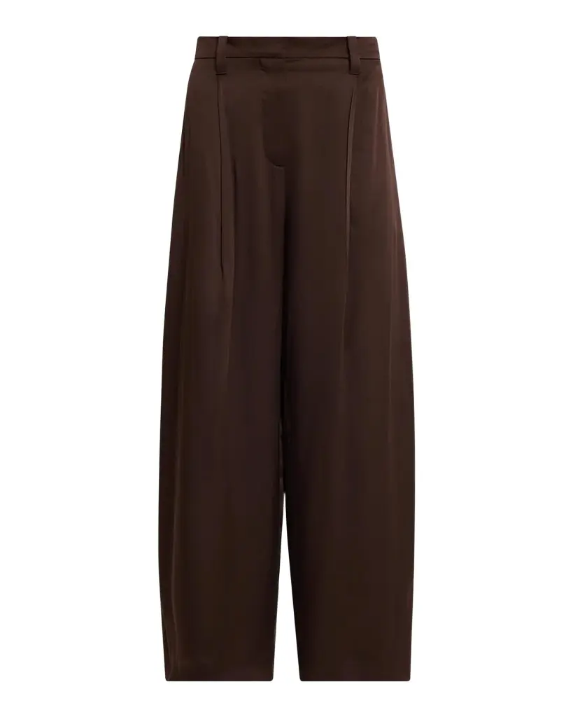 Fluid Silk Satin Pleated Soft Barrel-Leg Pants Fluid Silk Satin Pleated Soft Barrel-Leg Pants
