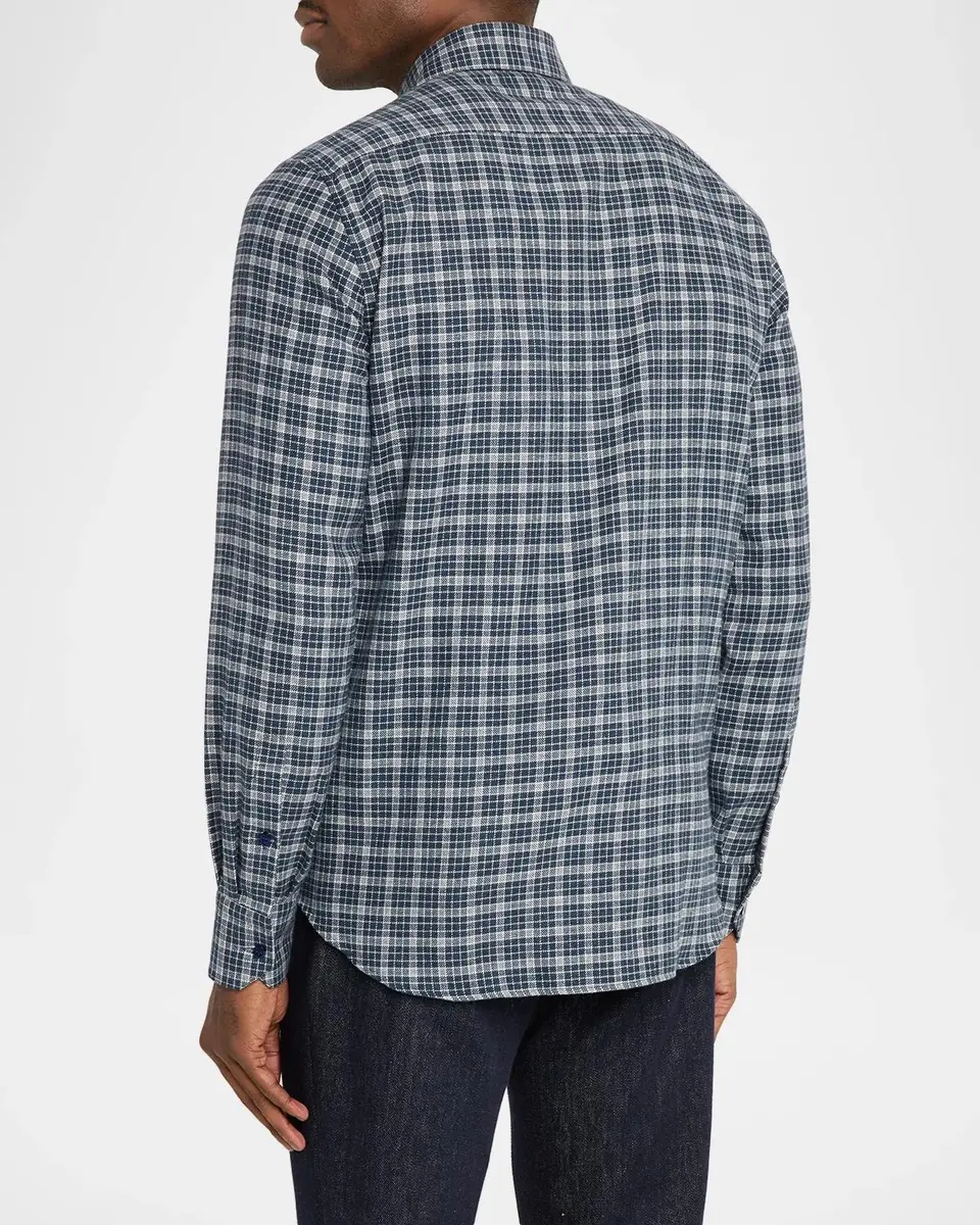 Stefano Ricci Men's Flannel Overcheck Sport Shirt | Thumbnail 3 Stefano Ricci Men's Flannel Overcheck Sport Shirt | Thumbnail 3