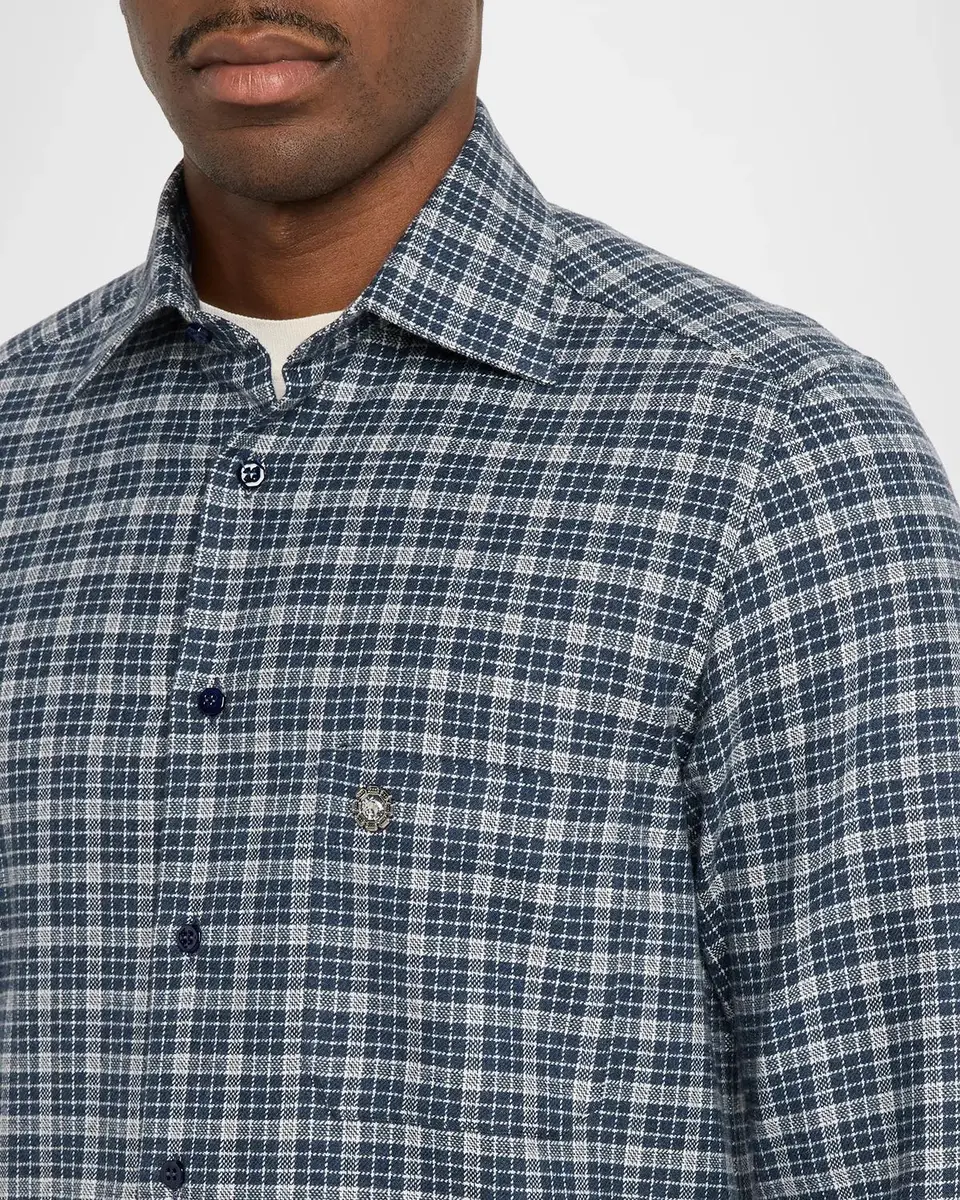 Stefano Ricci Men's Flannel Overcheck Sport Shirt | Thumbnail 5 Stefano Ricci Men's Flannel Overcheck Sport Shirt | Thumbnail 5