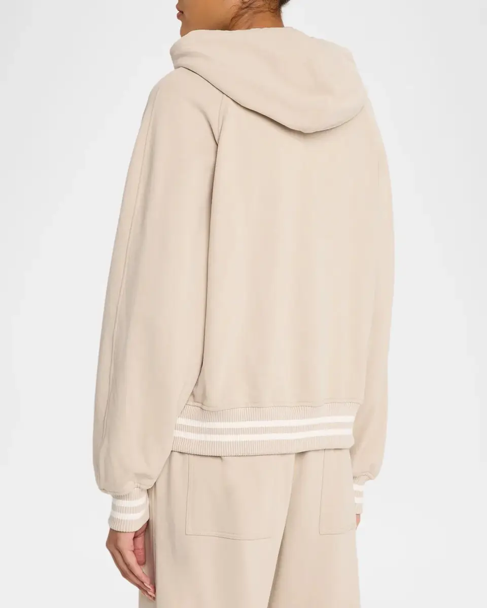 Brunello Cucinelli Smooth Cotton Fleece Zip Hoodie | Thumbnail 3 Brunello Cucinelli Smooth Cotton Fleece Zip Hoodie | Thumbnail 3