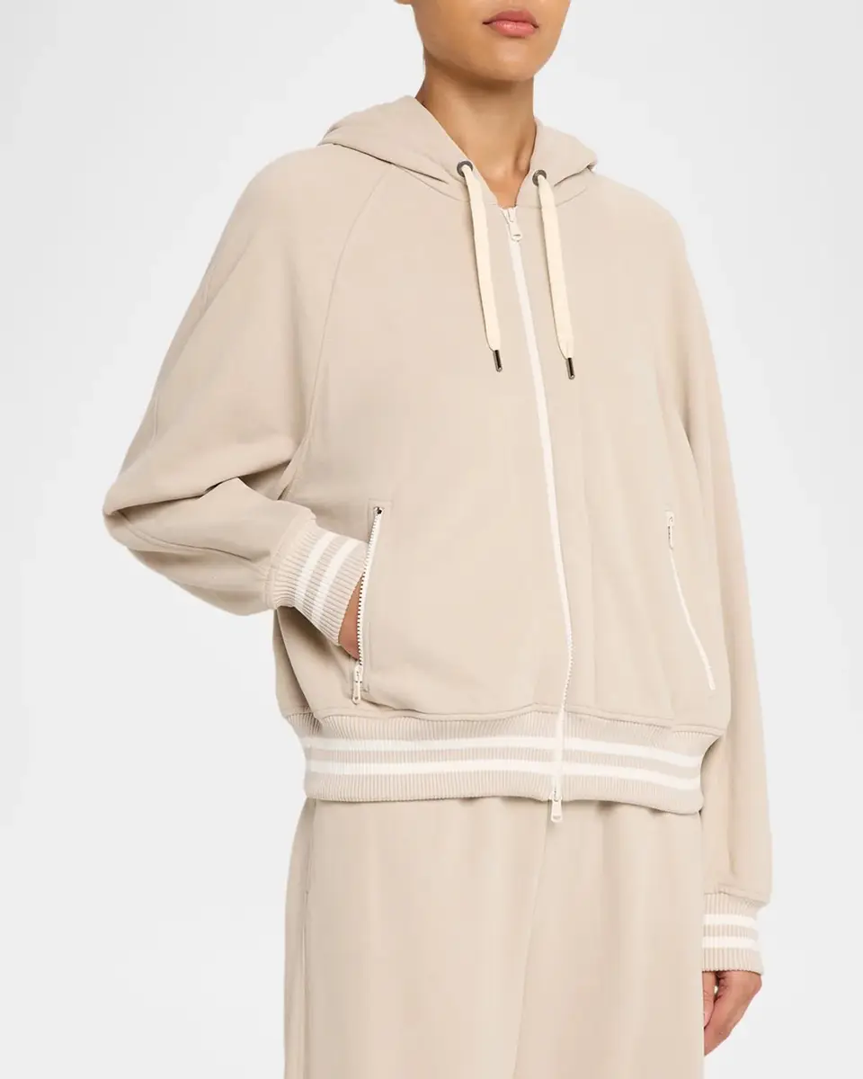 Brunello Cucinelli Smooth Cotton Fleece Zip Hoodie | Thumbnail 4 Brunello Cucinelli Smooth Cotton Fleece Zip Hoodie | Thumbnail 4
