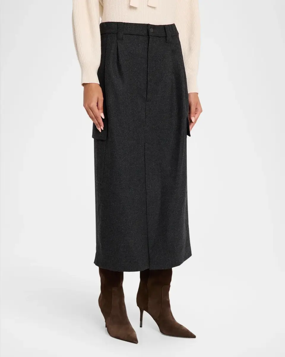 Brunello Cucinelli Cashmere-Wool Flannel Midi Utility Skirt | Thumbnail 4 Brunello Cucinelli Cashmere-Wool Flannel Midi Utility Skirt | Thumbnail 4