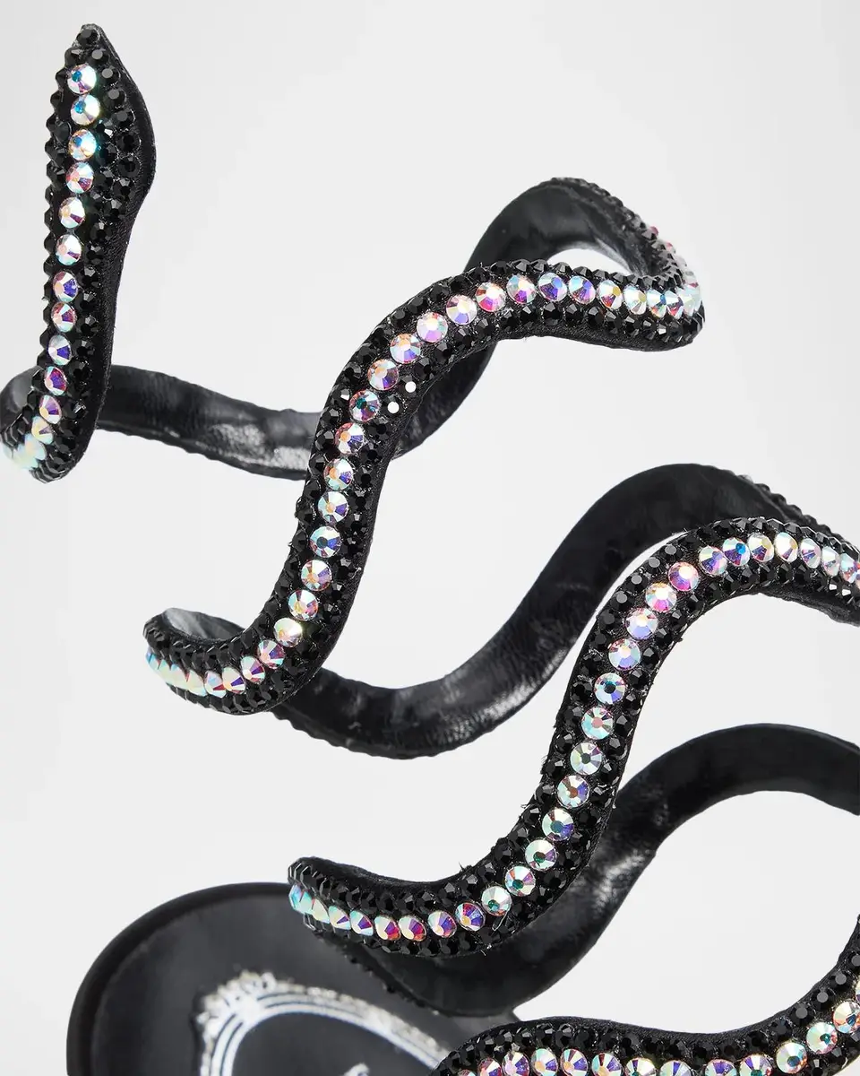 René Caovilla 105mm Embellished Satin Snake-Wrap Sandals | Thumbnail 3 René Caovilla 105mm Embellished Satin Snake-Wrap Sandals | Thumbnail 3