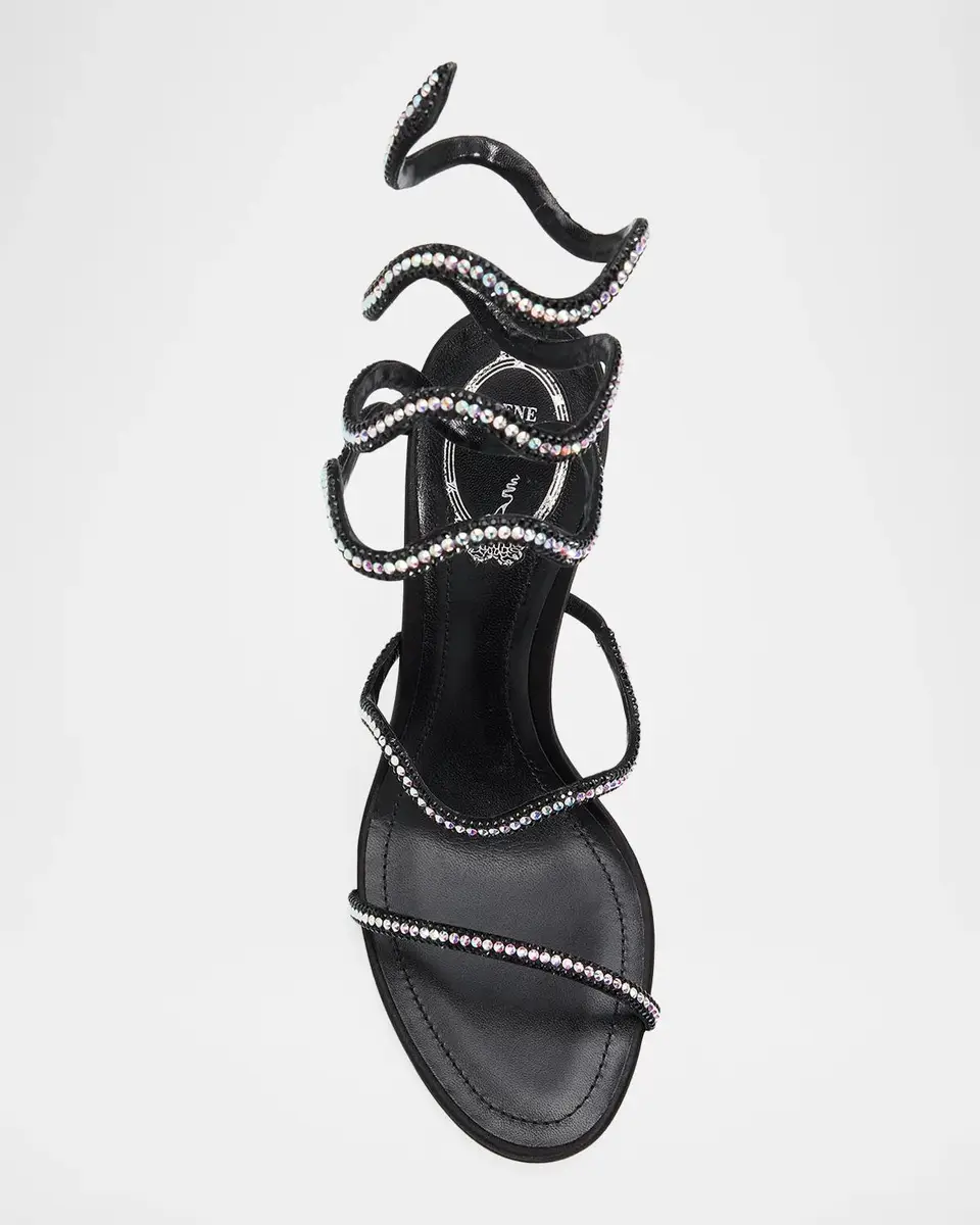 René Caovilla 105mm Embellished Satin Snake-Wrap Sandals | Thumbnail 4 René Caovilla 105mm Embellished Satin Snake-Wrap Sandals | Thumbnail 4