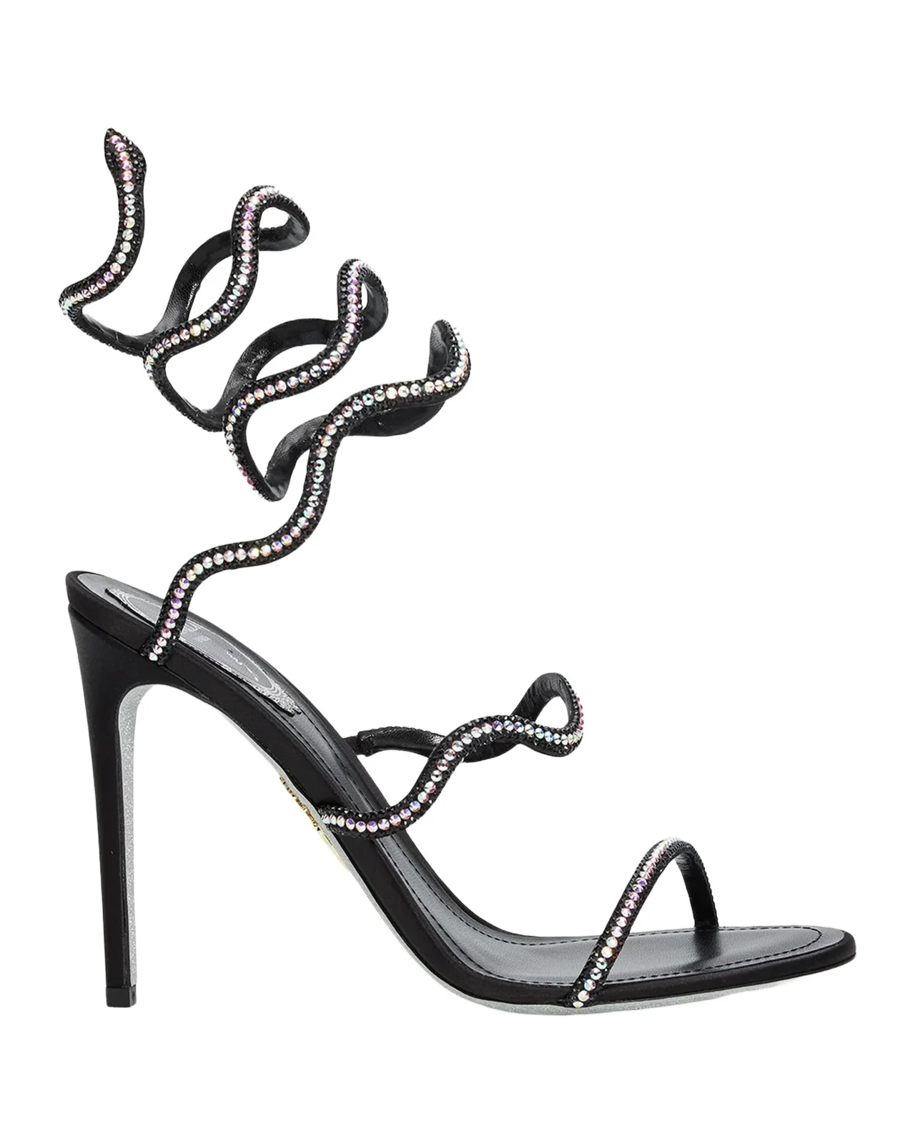 105mm Embellished Satin Snake-Wrap Sandals 105mm Embellished Satin Snake-Wrap Sandals