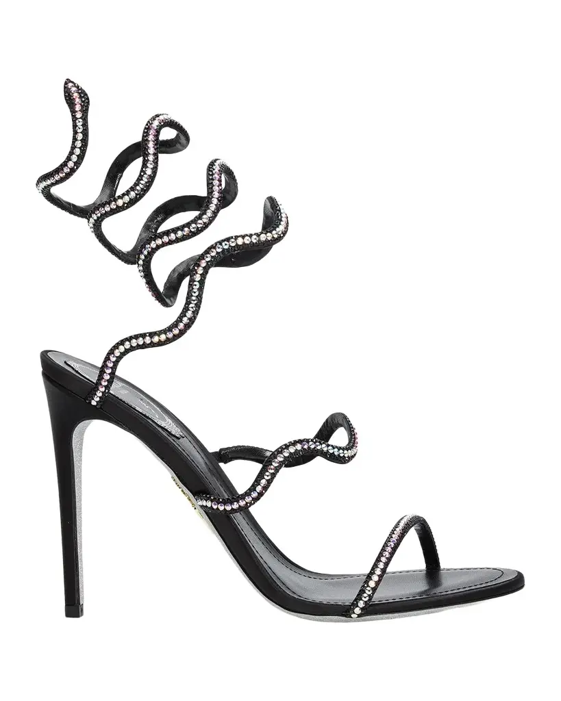 105mm Embellished Satin Snake-Wrap Sandals 105mm Embellished Satin Snake-Wrap Sandals
