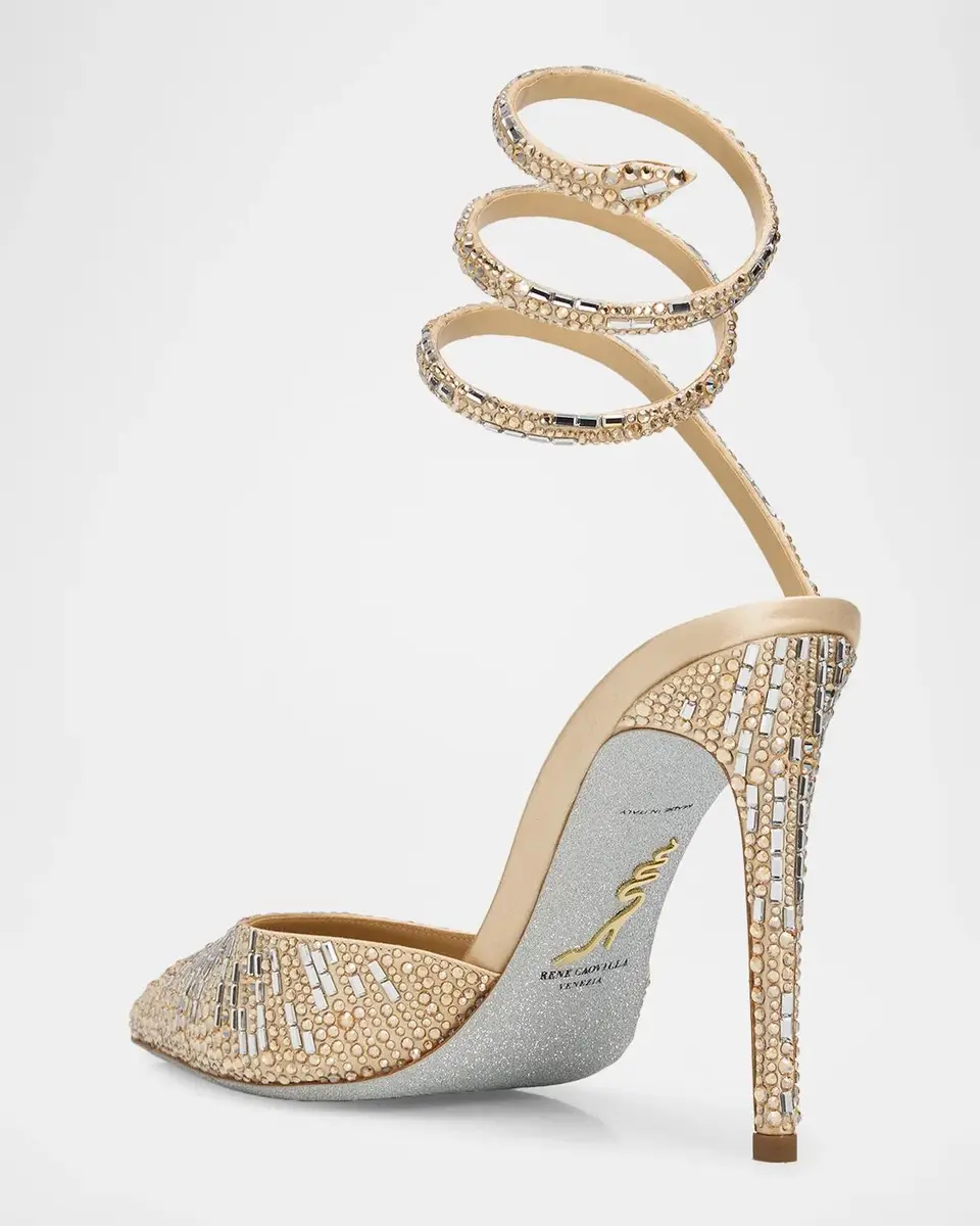 René Caovilla 105mm Embellished Satin Snake-Wrap Pumps | Thumbnail 4 René Caovilla 105mm Embellished Satin Snake-Wrap Pumps | Thumbnail 4