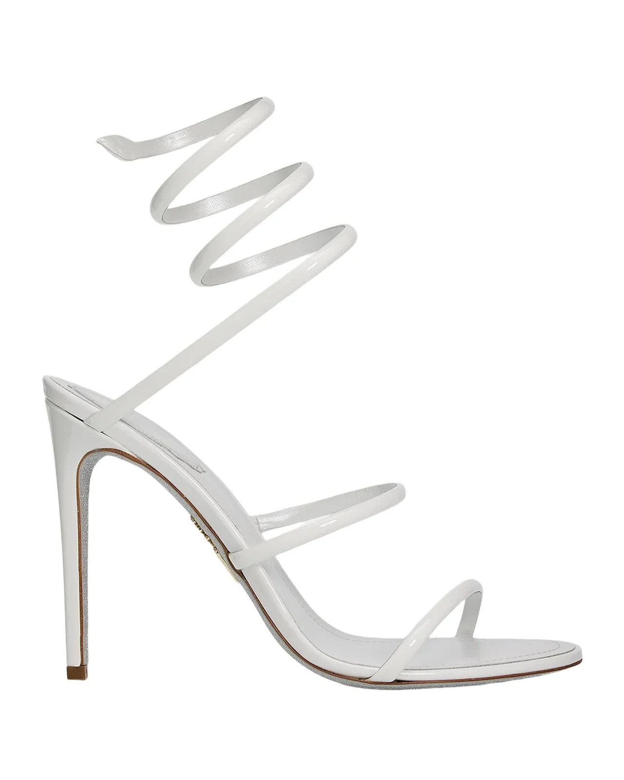 105mm Patent Leather Snake-Wrap Sandals