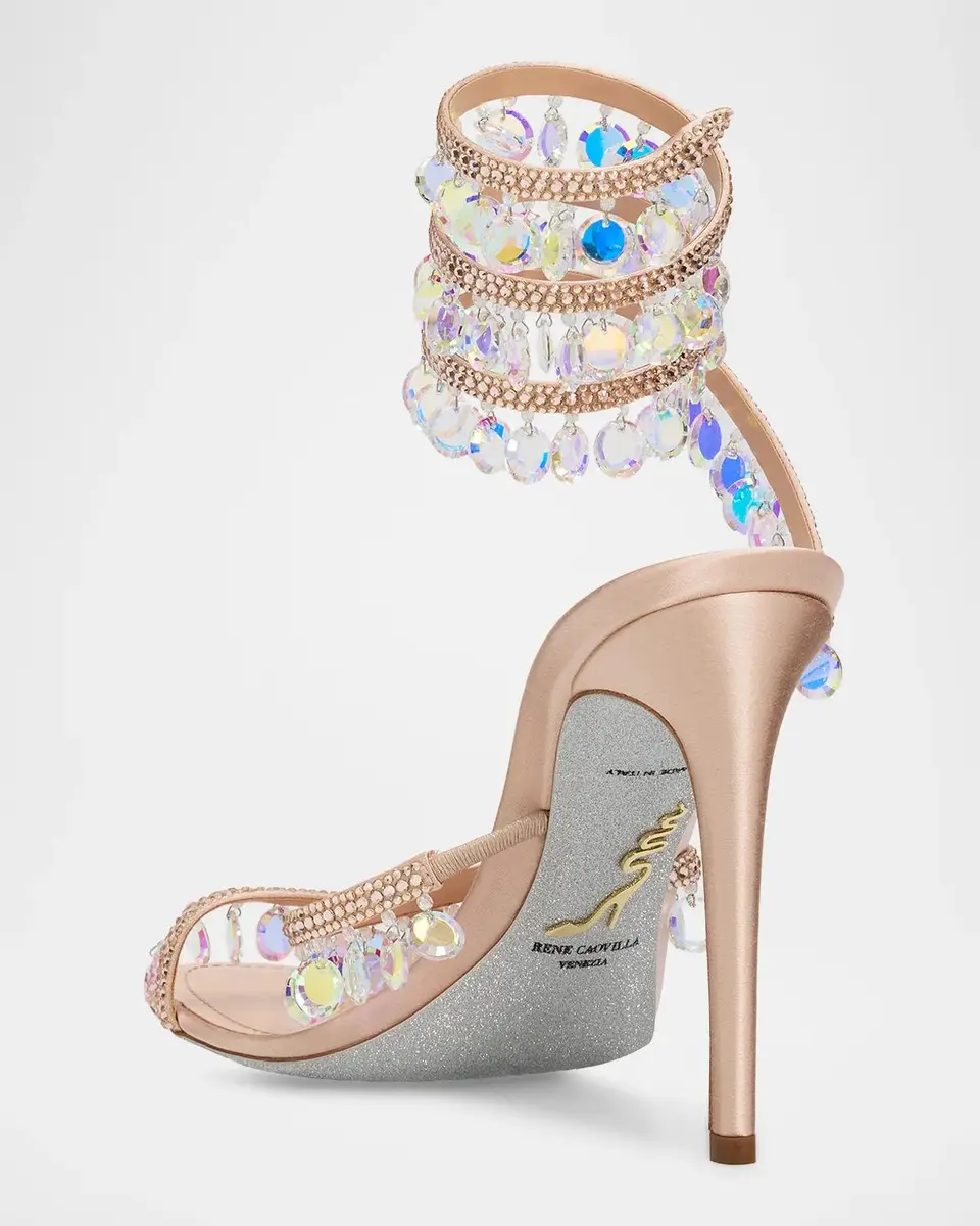 René Caovilla 105mm Embellished Satin Snake-Wrap Sandals | Thumbnail 4 René Caovilla 105mm Embellished Satin Snake-Wrap Sandals | Thumbnail 4