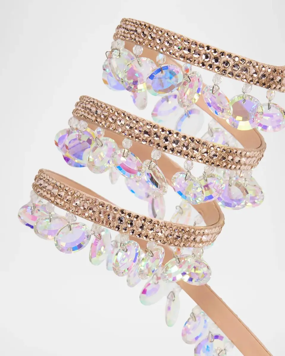 René Caovilla 105mm Embellished Satin Snake-Wrap Sandals | Thumbnail 5 René Caovilla 105mm Embellished Satin Snake-Wrap Sandals | Thumbnail 5