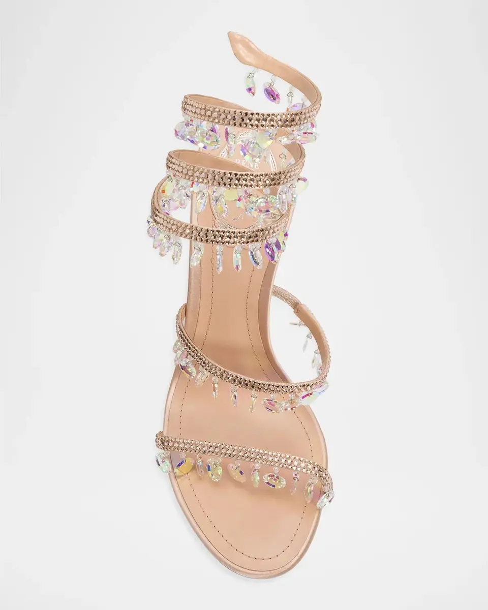 René Caovilla 105mm Embellished Satin Snake-Wrap Sandals | Thumbnail 6 René Caovilla 105mm Embellished Satin Snake-Wrap Sandals | Thumbnail 6