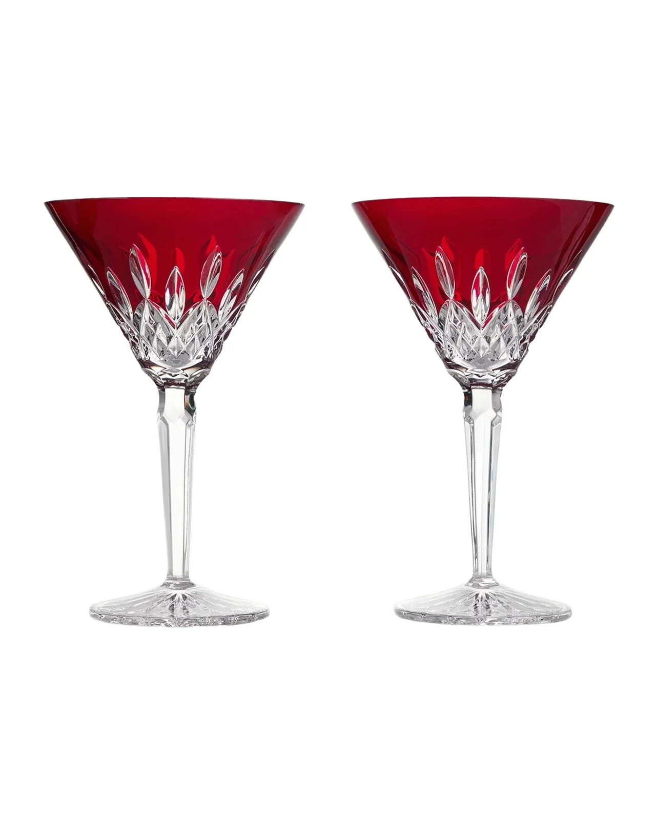 Waterford Crystal Lismore Red 2-Piece Crystal Martini Glass Set