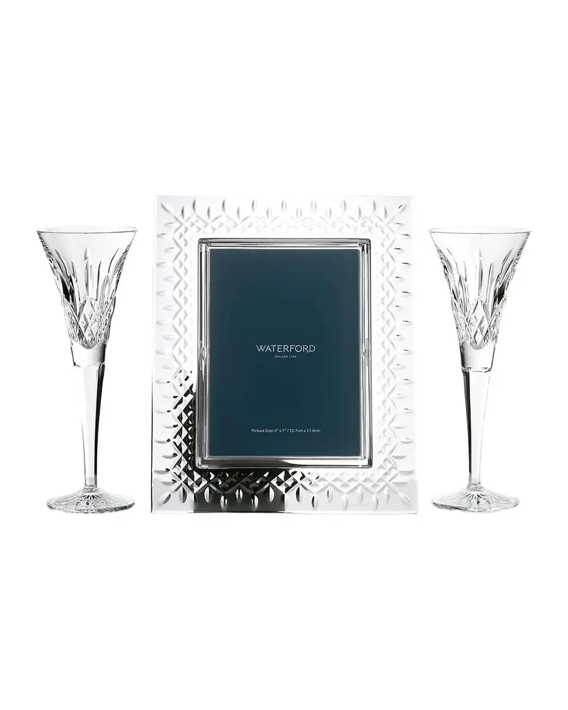 Waterford Crystal Lismore 3-Piece Frame & Flutes Gift Set