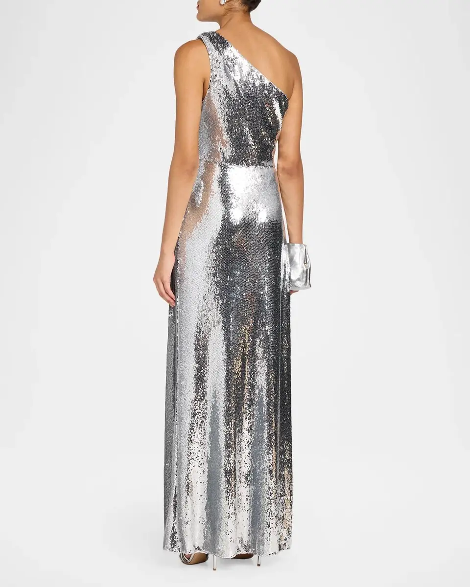 Milly Porsha Draped One-Shoulder Sequin Gown | Thumbnail 3 Milly Porsha Draped One-Shoulder Sequin Gown | Thumbnail 3