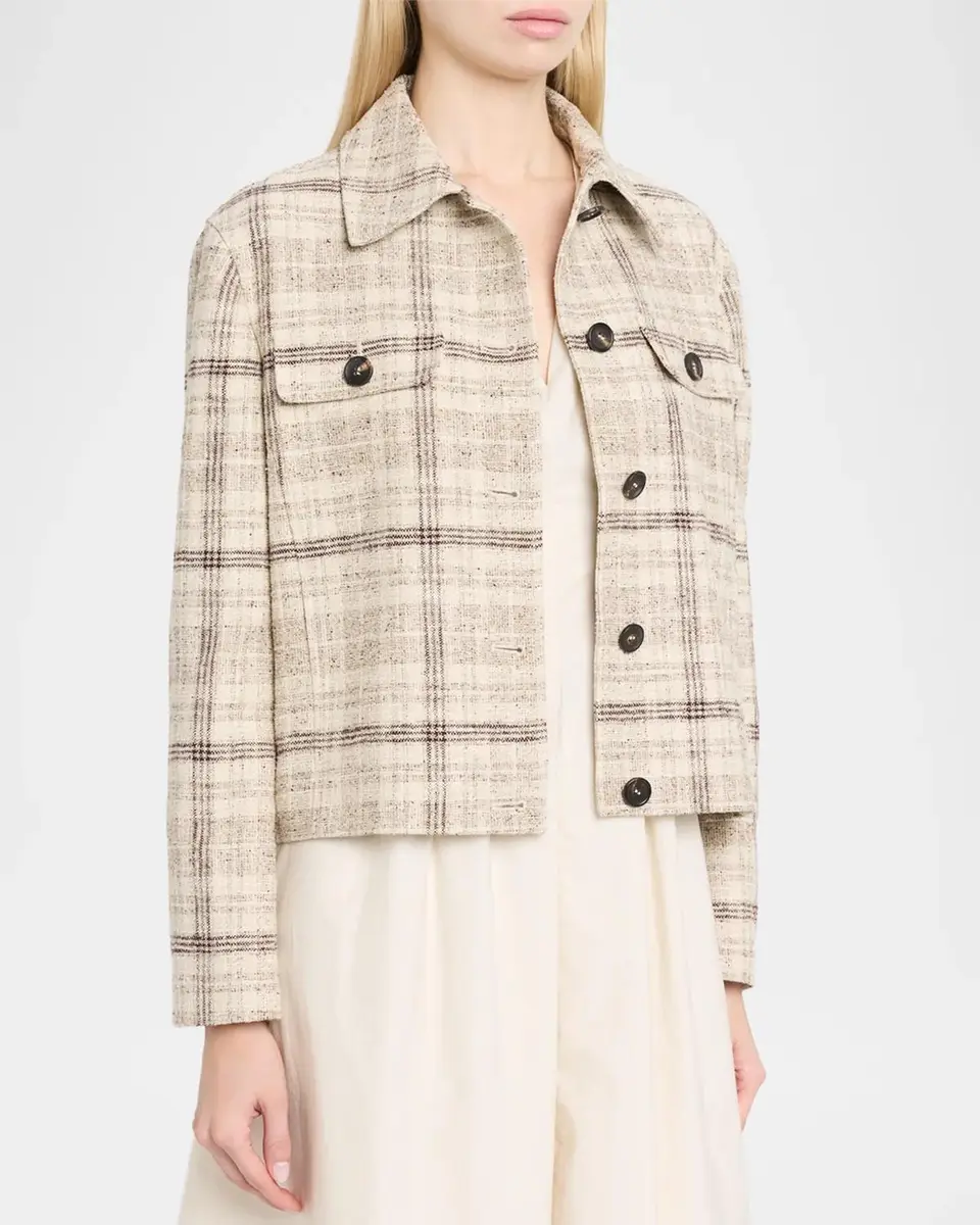 Brunello Cucinelli Check Linen Cotton Silk Tweed Single-Breasted Jacket | Thumbnail 4 Brunello Cucinelli Check Linen Cotton Silk Tweed Single-Breasted Jacket | Thumbnail 4